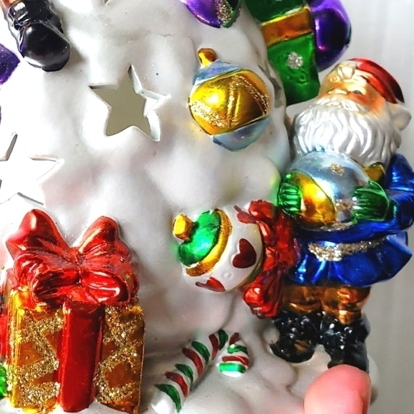 VINTAGE‎ Large Glass Hand Painted Snowman Tea Light Holder - Picture 10 of 12